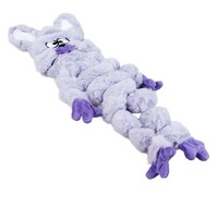 Pluche Huggi konijn paars S 41x17x3,5 cm | plat hondenspeeltje met pieper