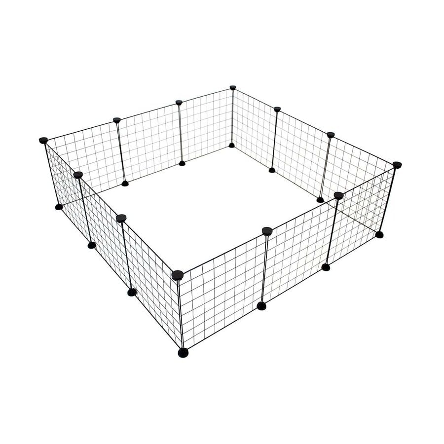 Modulair verblijf | uitloopren kleine zoogdieren | 107x107x35 cm | zwart
