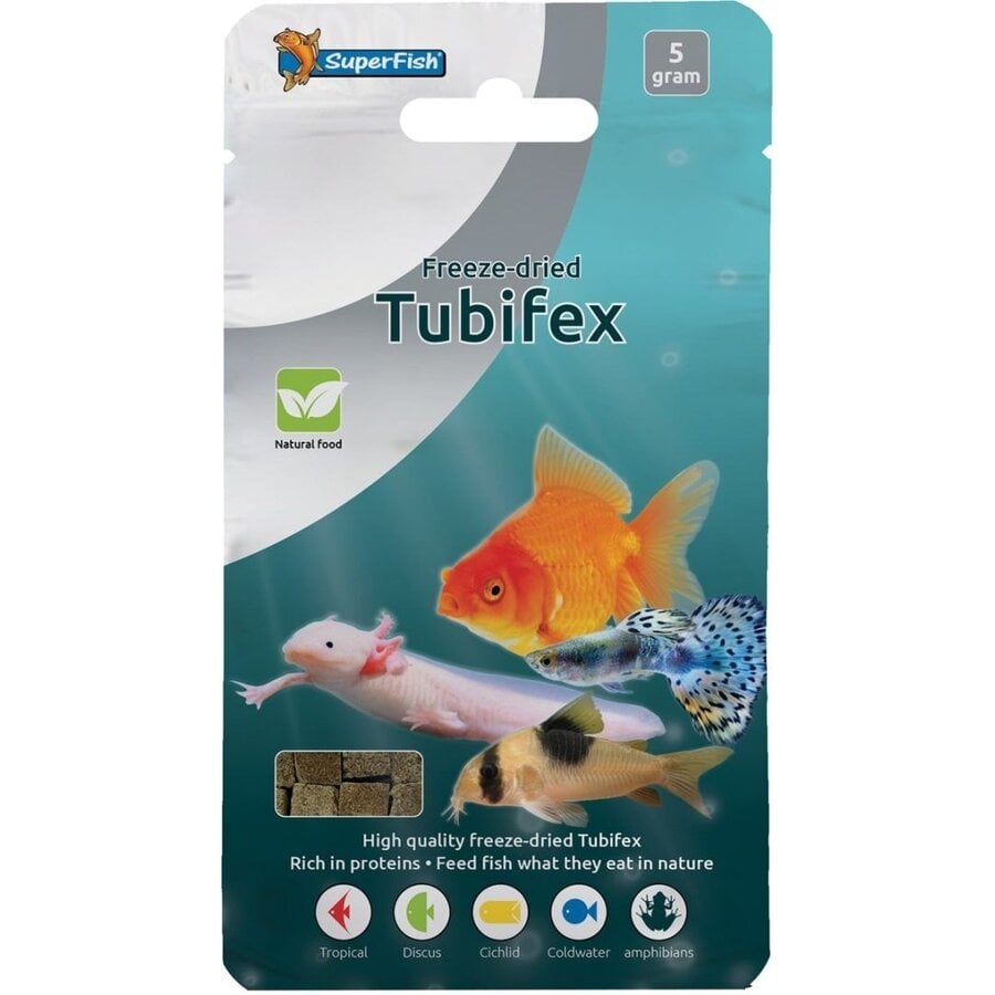 Tubifex blokjes gevriesdroogd visvoer | 5 gram | eiwitrijke snack