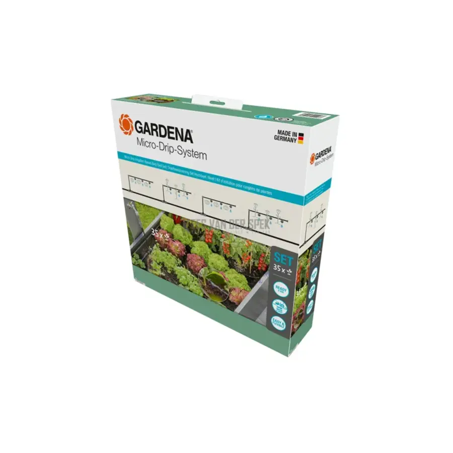Bewateringsset moestuin | Micro-Drip startset | tot 35 planten | 13 mm + 4,6 mm | 2 l/u druppelaars