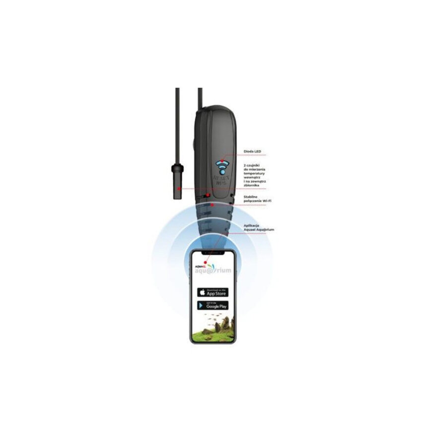 Elektronische aquariumthermometer met app en 2 sensoren | USB | 11,4 cm