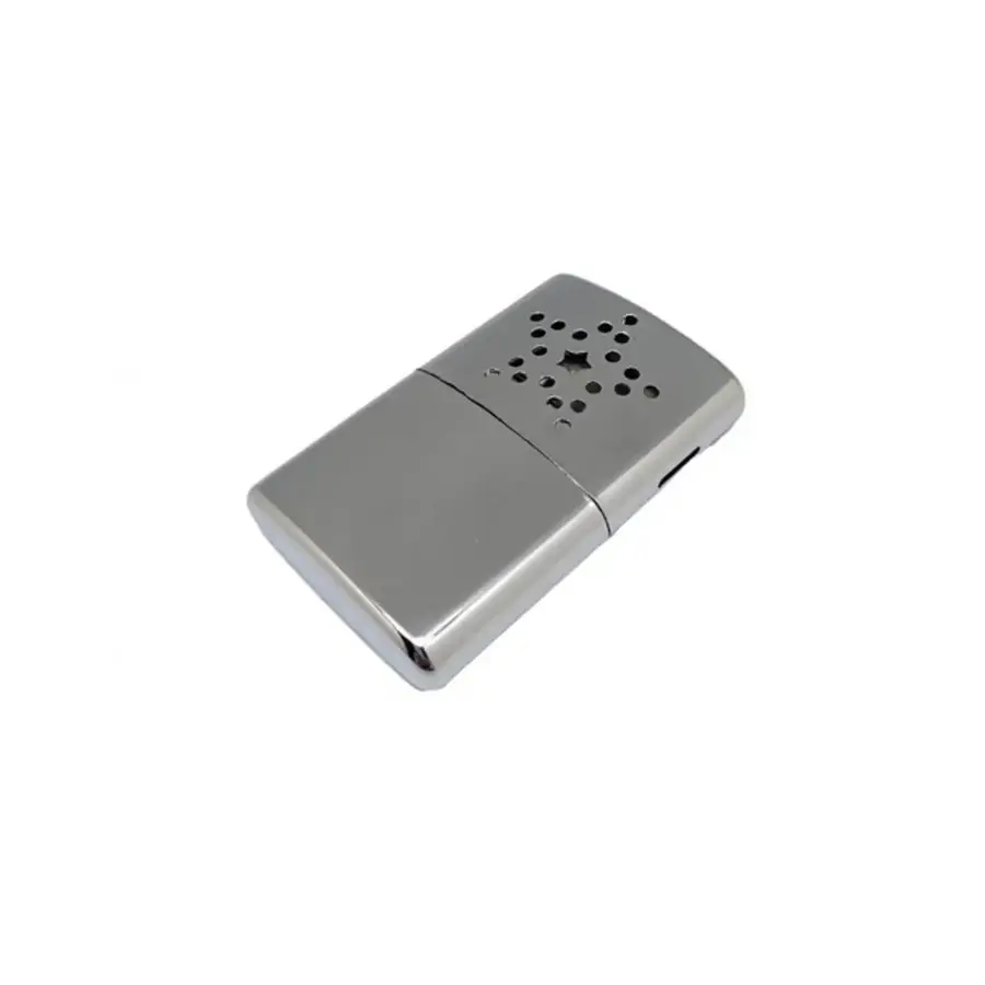 Benzine pocketwarmer | zakformaat | 25 ml vulling | tot 12 uur warmte