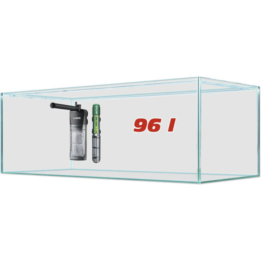 Complete aquariumset 96 liter met filter en verwarming.