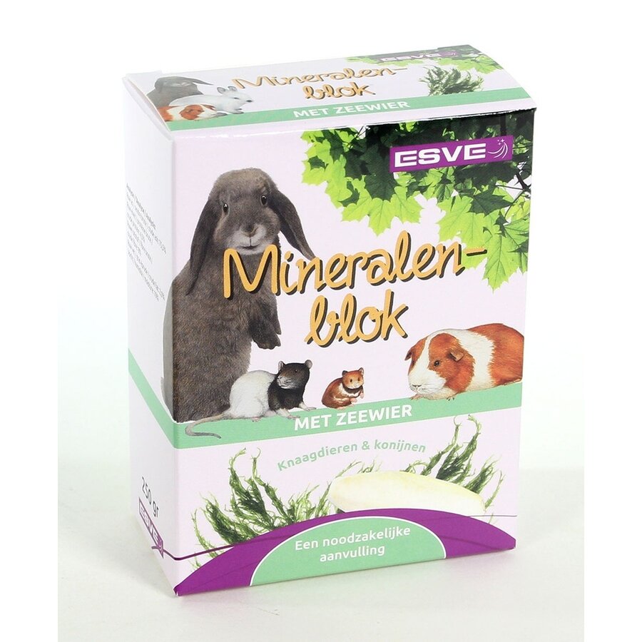 Mineralenblok met zeewier 200 g | calcium knaagblok voor sterke botten en tanden