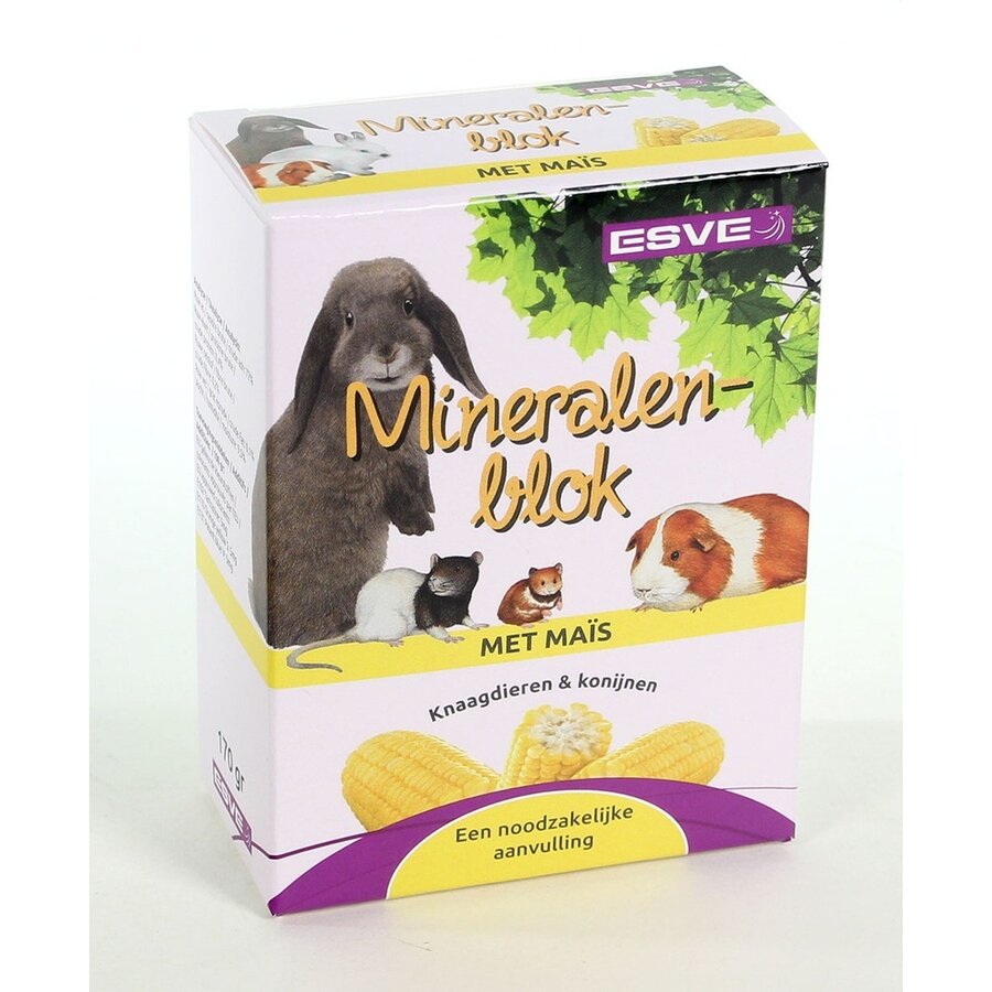 Mineralenblok met maïs | knaagsteen voor konijnen en knaagdieren | 1 stuk (200 g)