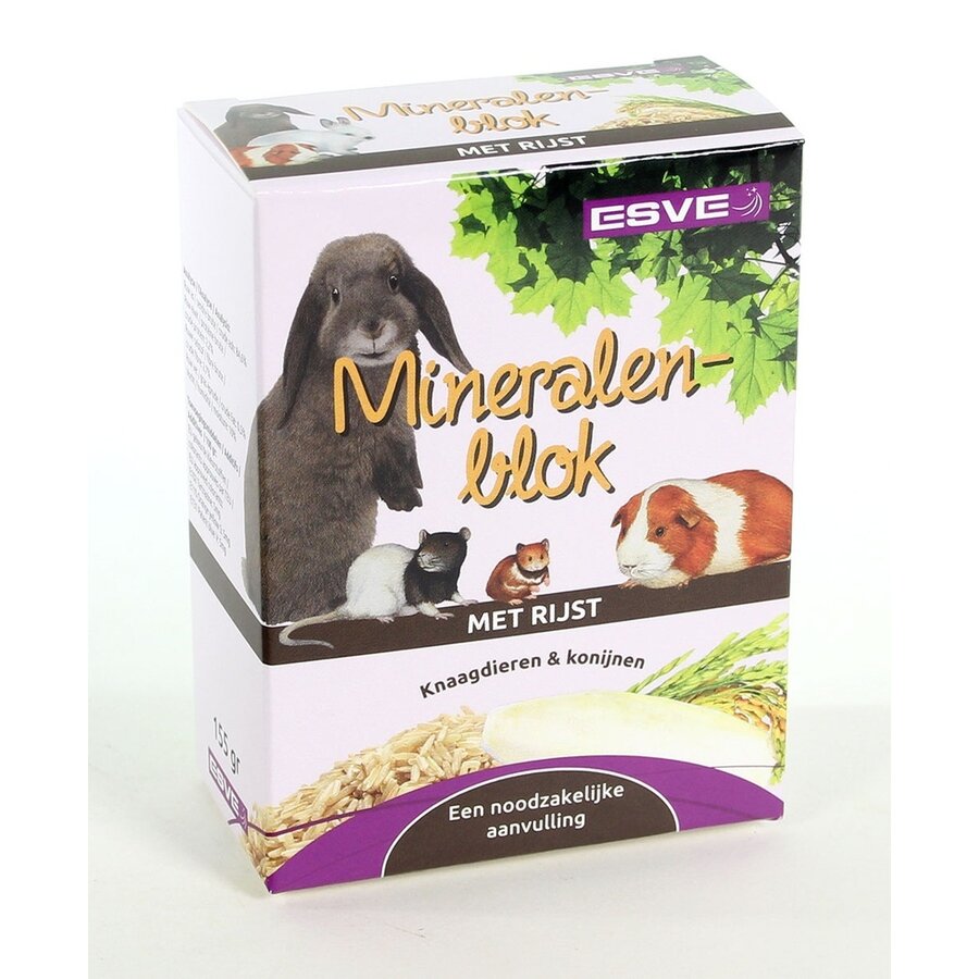 Mineralenblok met rijstsmaak voor konijnen en knaagdieren | 200 g