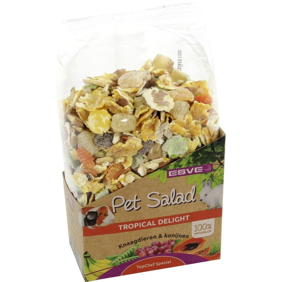 Pet Salad Tropical Delight snack voor knaagdieren en konijnen 175 gram | fruitige mix