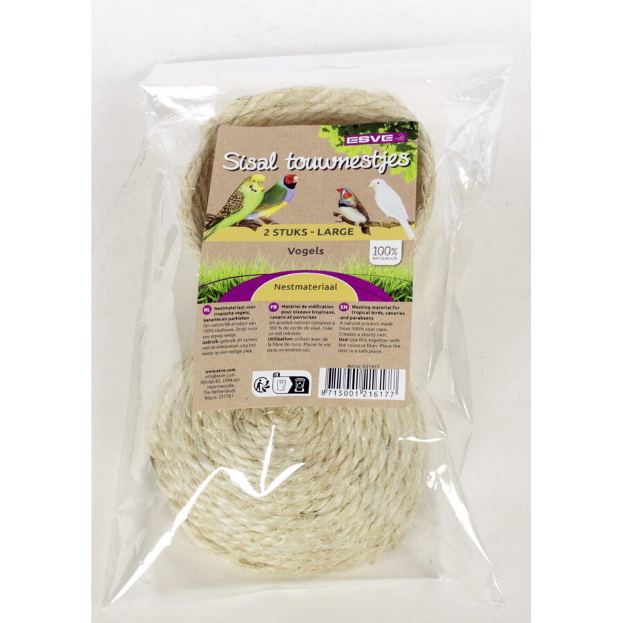 Sisal touwnestje voor vogels | keuze uit klein Ø 8,5 cm of groot Ø 11 cm