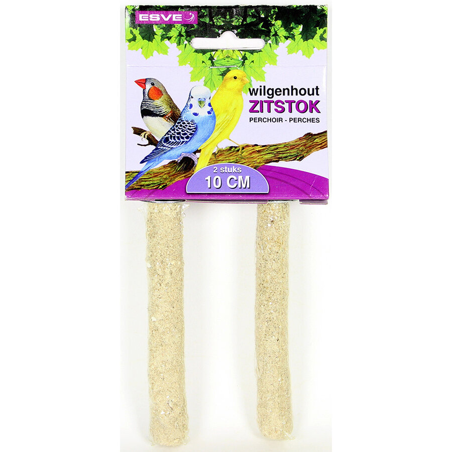 Wilgen zitstok 10 cm | 2 stuks | natuurlijke zitstok voor snavel- en nagelverzorging