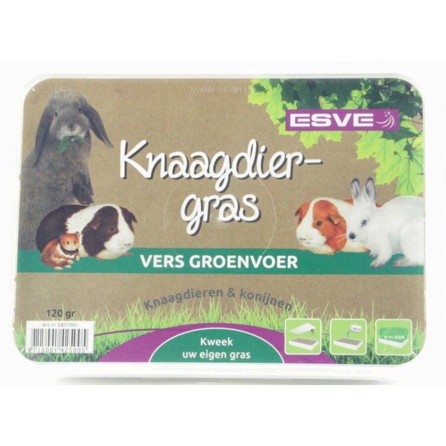 Knaagdiergras kweekbak 120 gram | vers gras voor konijnen en knaagdieren