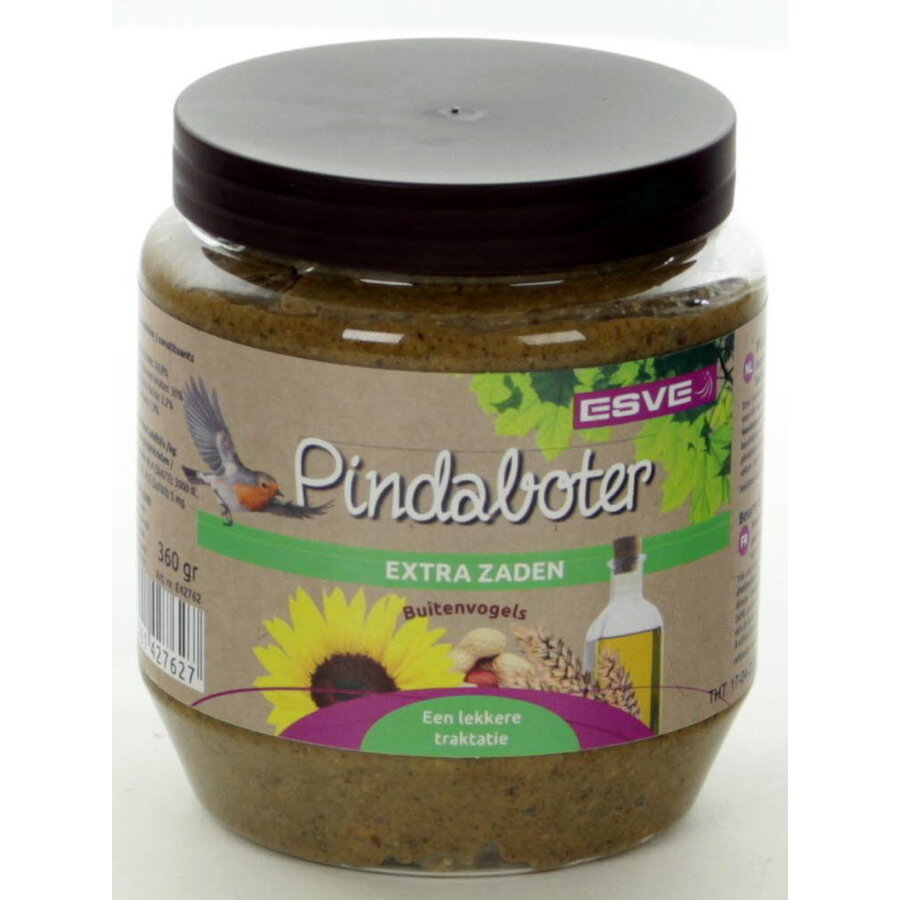 Vogelpindaboter extra zaden | 360 g pot | energierijke pindaboter voor tuinvogels