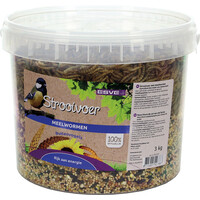 Strooivoer met meelwormen voor tuinvogels | emmer 3 kg