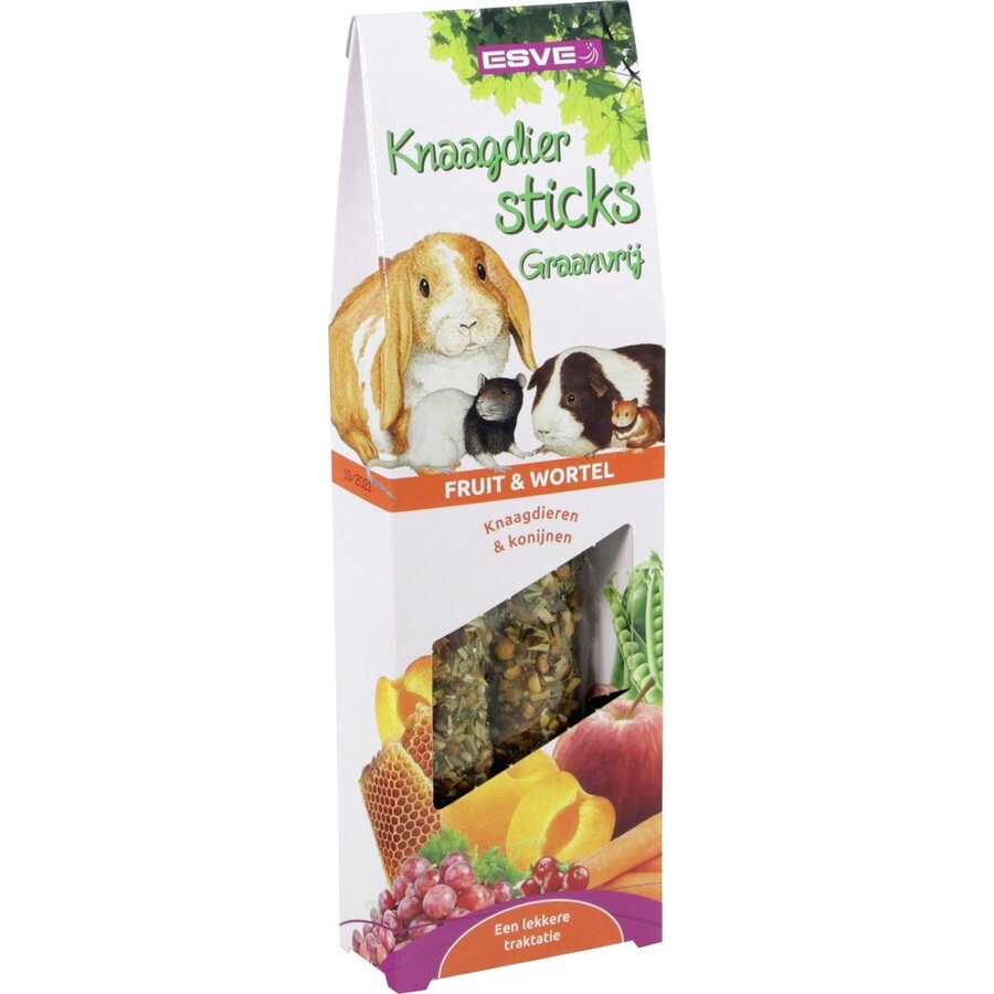 Knaagdiersticks graanvrij 2 stuks | kruiden, fruit | wortel of groenten