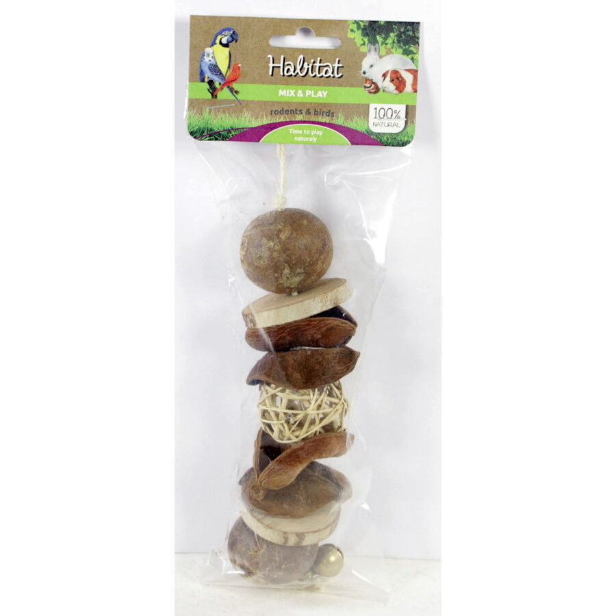 Mix & Play Sling hout foerageerspeelgoed met houtschijven en natuurlijke vezels
