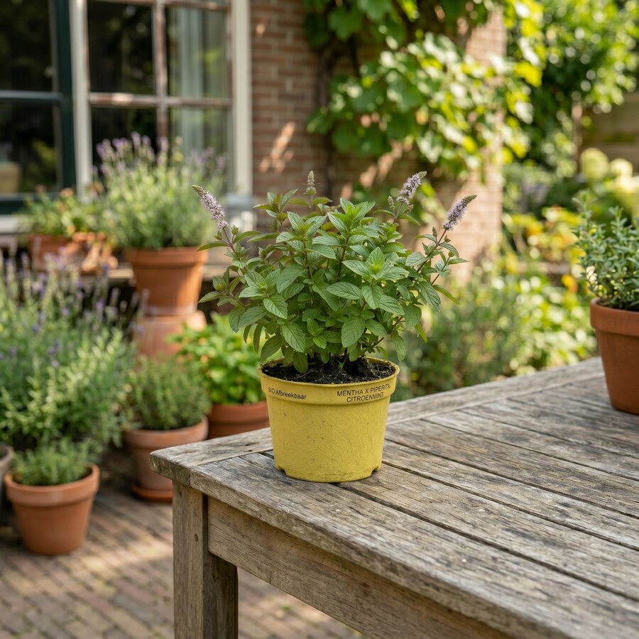 Mentha x piperita Citroenmint | Citroenmunt plant | Ca. 15 tot 25 cm hoog | In 11 cm bio afbreekbare pot