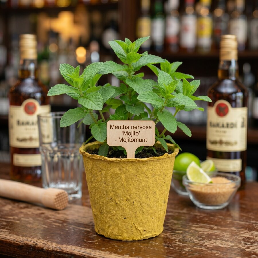 Mentha nervosa 'Mojito' | Mojitomunt | Ca. 15 cm hoog | In 11 cm bio afbreekbare pot | Frisse kruidenplant
