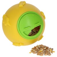 Snackbal voor kippen Ø 7,5 cm geel | voerspeeltje met verstelbare opening