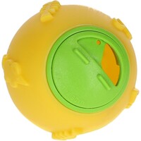 Snackbal voor kippen Ø 7,5 cm geel | voerspeeltje met verstelbare opening
