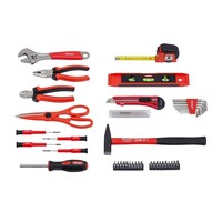 Gereedschapskoffer 44-delig compleet met tangenset, hamer, bits, rolmaat en waterpas