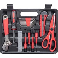 Gereedschapskoffer 44-delig compleet met tangenset, hamer, bits, rolmaat en waterpas