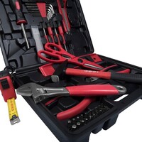 Gereedschapskoffer 44-delig compleet met tangenset, hamer, bits, rolmaat en waterpas