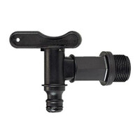 Regenton kraan zwart met 3/4 inch buitendraad voor slangaansluiting