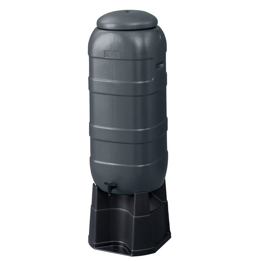 Regenton 100 liter antraciet compleet met deksel, kraan en voet