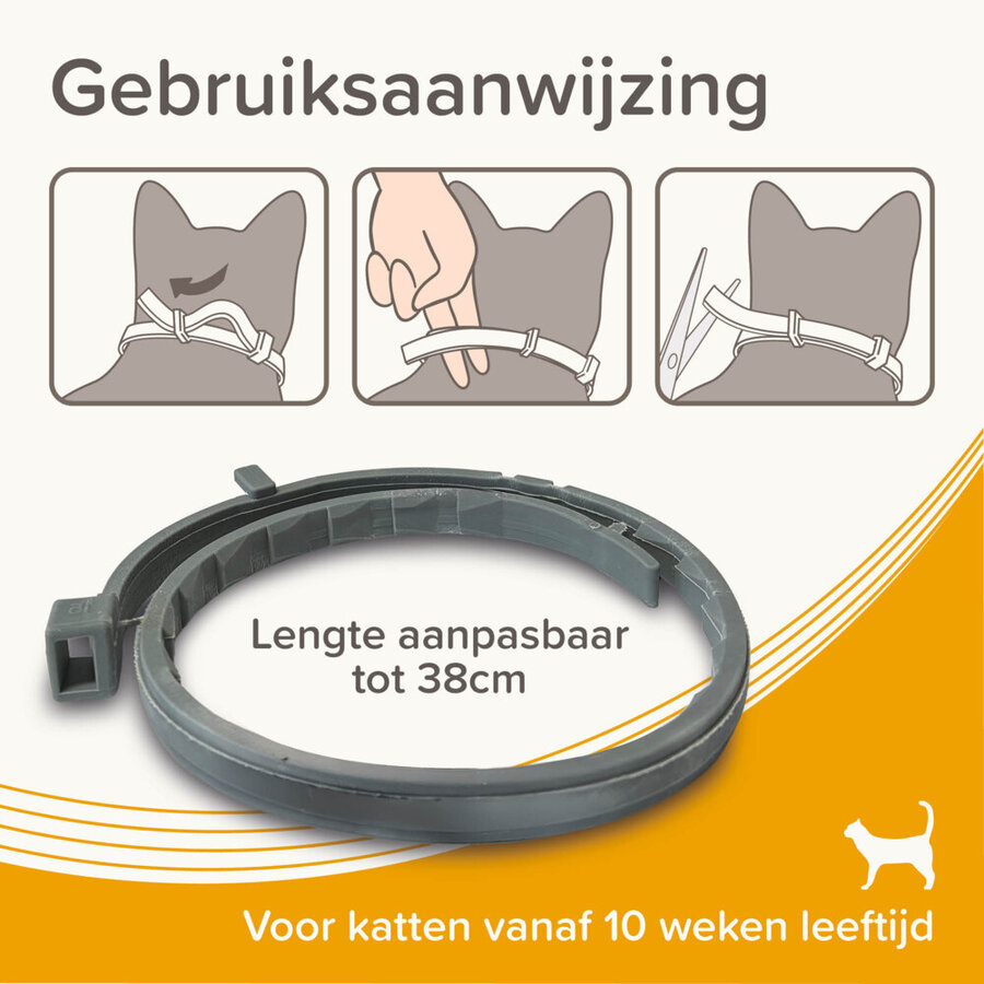 Medicinale halsband voor katten 38 cm tegen vlooien en teken