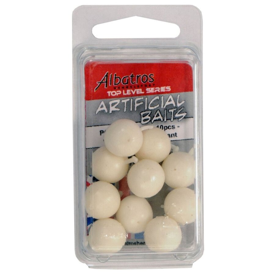 Artificial boilie wit 10 stuks voor karpervissen met drijvende aaspresentatie