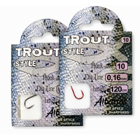 Hakenboekje trout maat 6 met nylon onderlijn 60 cm | 10 stuks