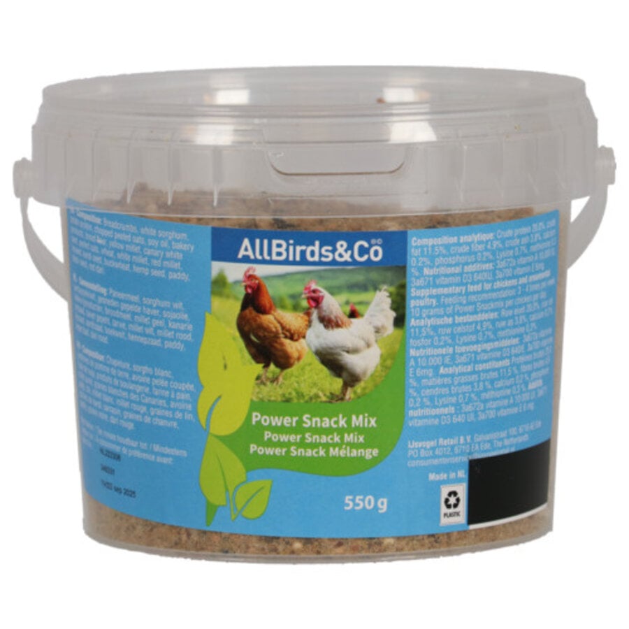 Powermix kip 550 g eiwitrijke snackmix voor kippen en pluimvee