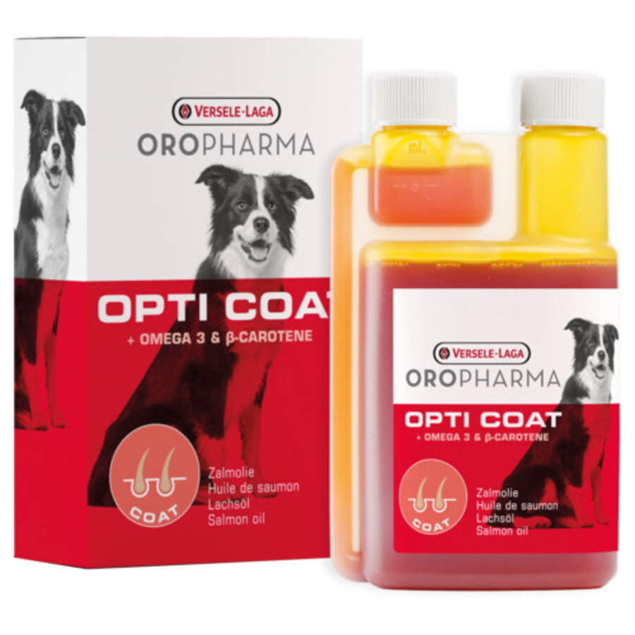 Opti Coat Omega-3 & Caroteen 250 ml voor gezonde huid en glanzende hondenvacht