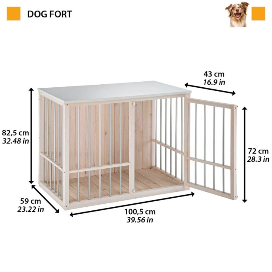 Houten hondenbench Dog Fort wit voor kleine en middelgrote honden