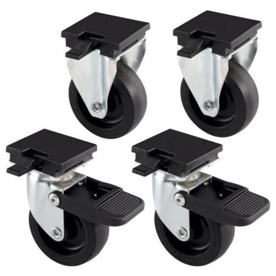 Wielen set Atlas 50/60 zwart | 4 stuks voor transportboxen