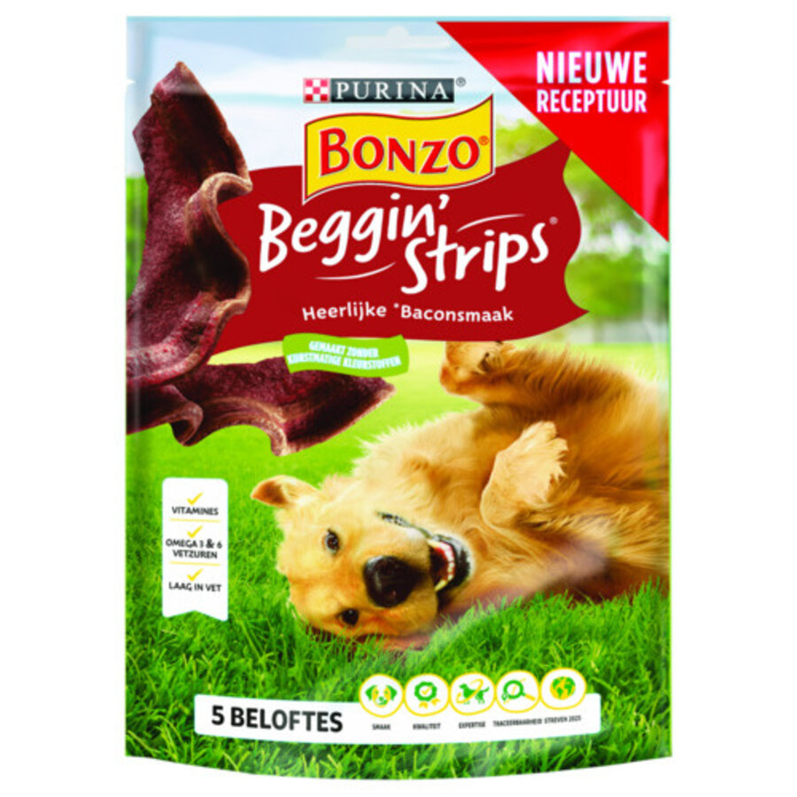 Beggin' Strips hondensnack bacon 120 g | zachte beloningsstrips voor volwassen honden
