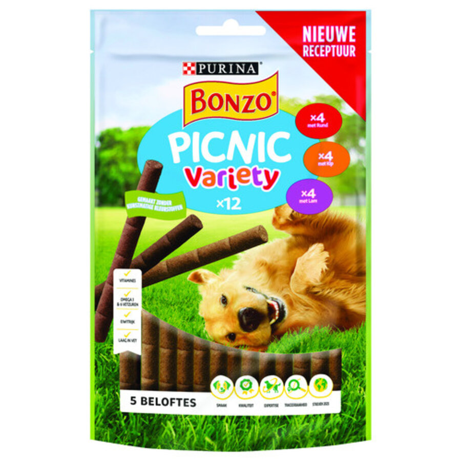 Picnic Variety hondensnacks kip, rund en lam 100 g voor volwassen honden