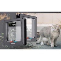 Kattenluik met tunnel zwart maat M 20 x 19 x 5,5 cm met 4 vergrendelingsstanden