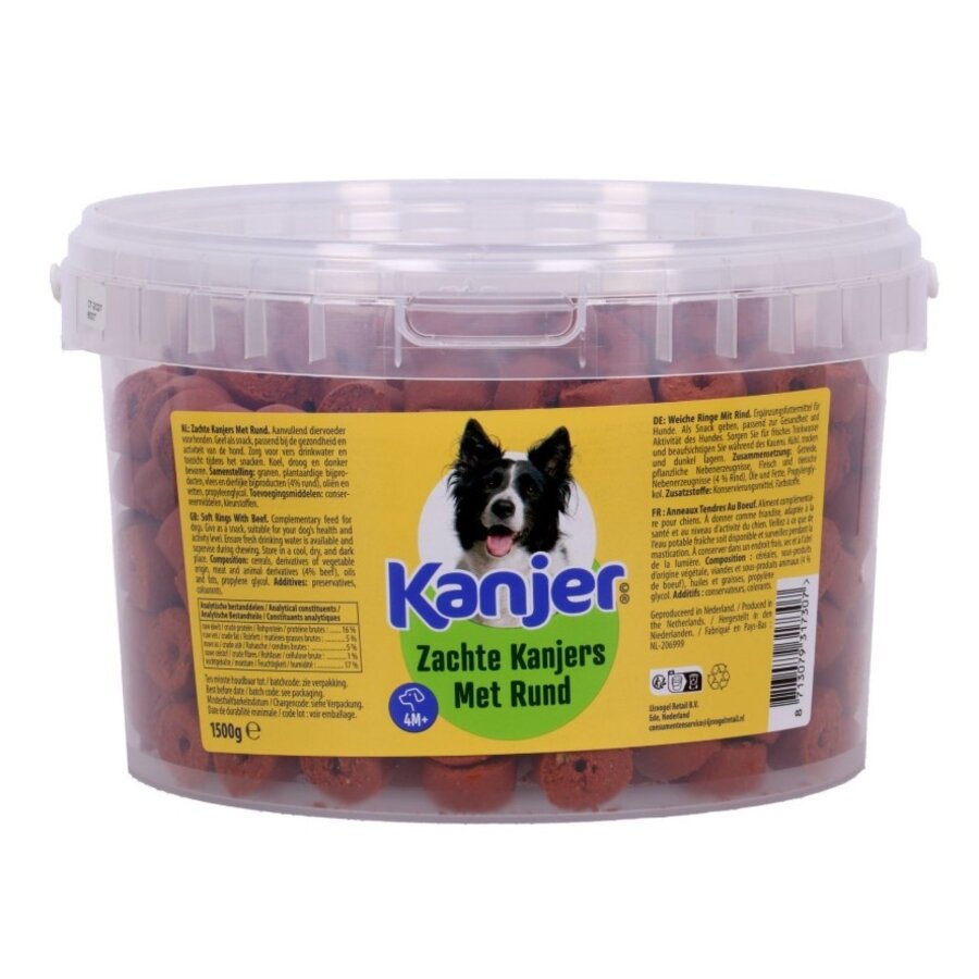 Zachte kanjers hondensnacks in ringvorm 1500 g | kip, lam of rund