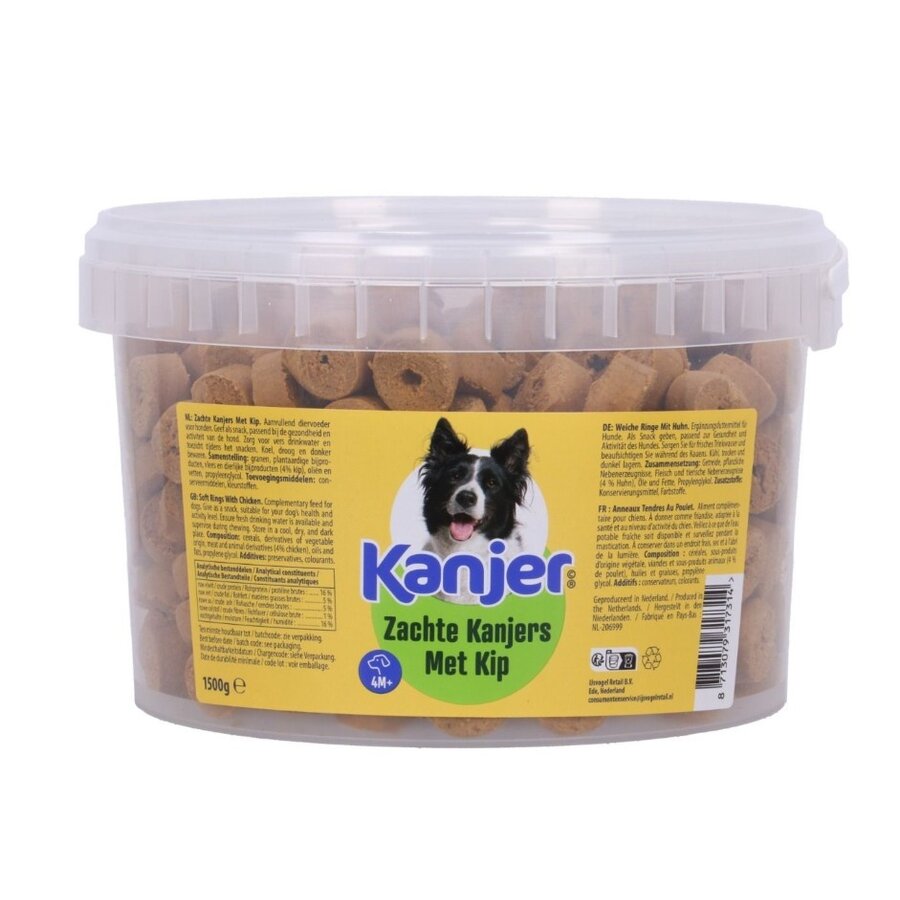 Zachte kanjers hondensnacks in ringvorm 1500 g | kip, lam of rund