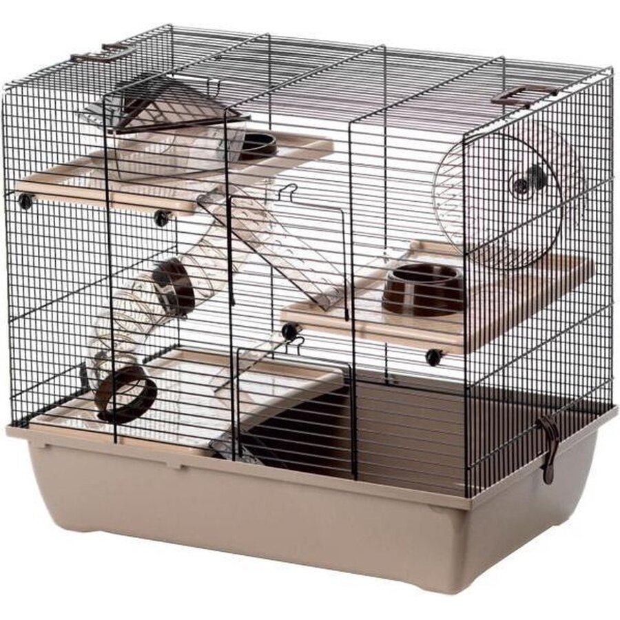 Hamsterkooi Pinky 3 Mocca met 3 plateaus en accessoires