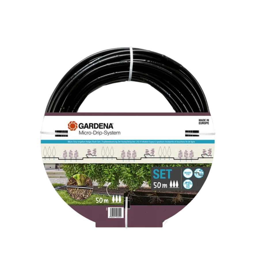 Micro-Drip bewatering heggen en struiken set 50 m met druppelbuis en basisapparaat