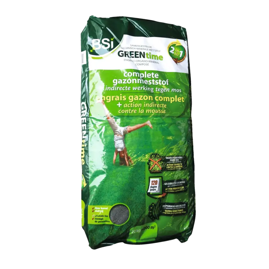Greentime 2 in 1 gazonmeststof met indirecte moswerking