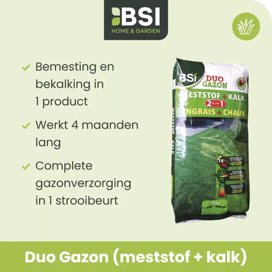 Duo Gazon meststof + kalk 20 kg