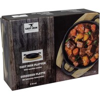 Gietijzeren gratinpan Ø 15 cm met houten serveerplank