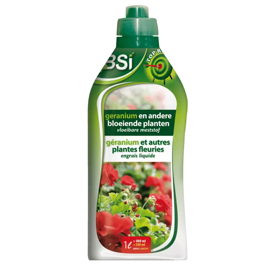 Vloeibare geraniummeststof voor bloeiende planten 1 liter