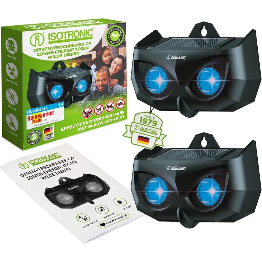 Solar wildverjager set van 2 met blauw LED-afweerlicht tot 10 meter