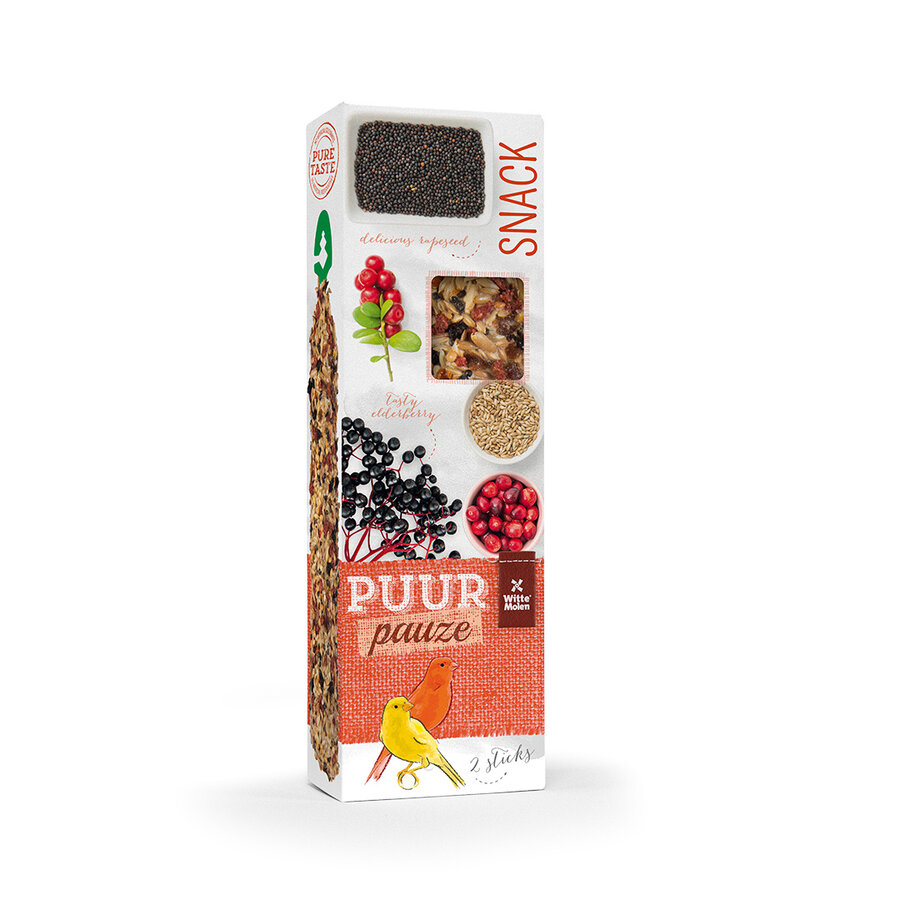 Puur Pauze zaadsticks voor kanaries met vlierbes & veenbes 60 gram | 2 stuks