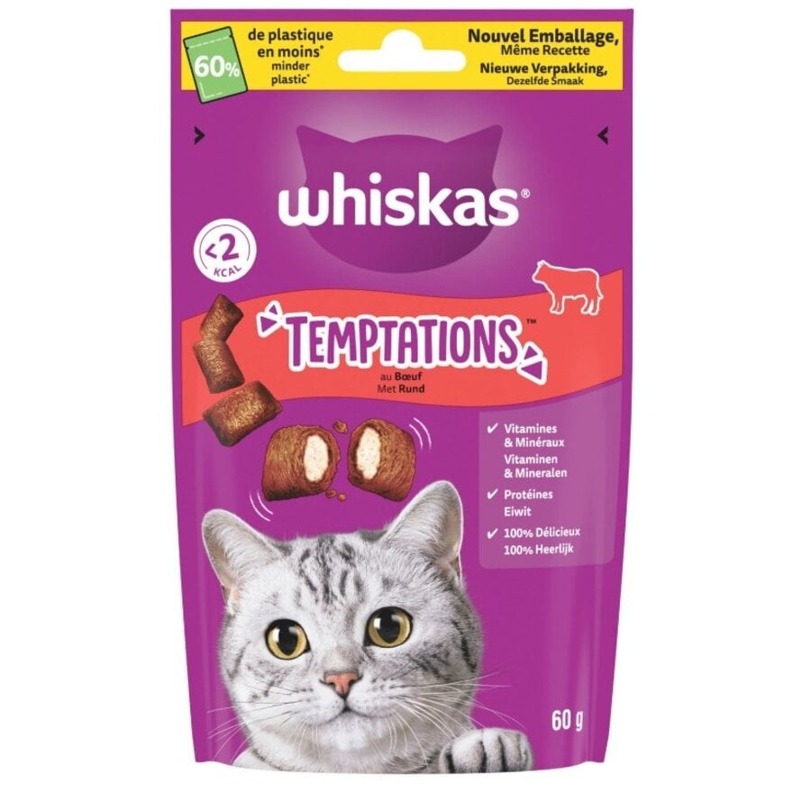 Krokante kattensnoepjes met zachte rundvulling 60 gram