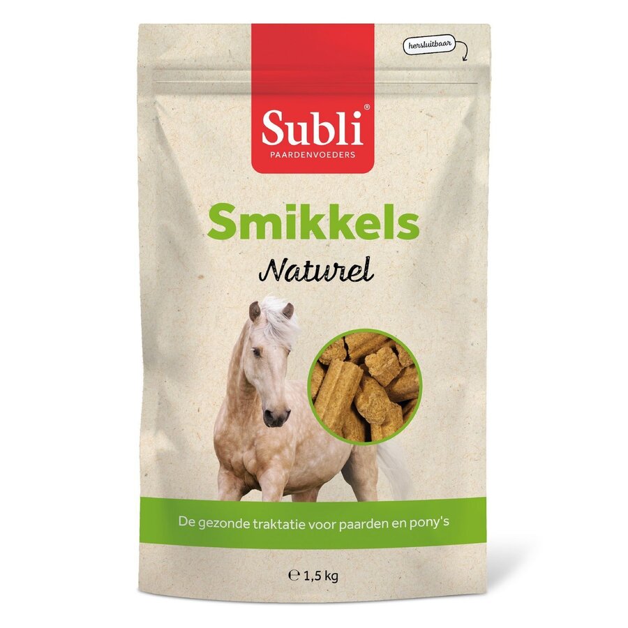 Smikkels naturel paardensnack 1,5 kg met laag suikergehalte