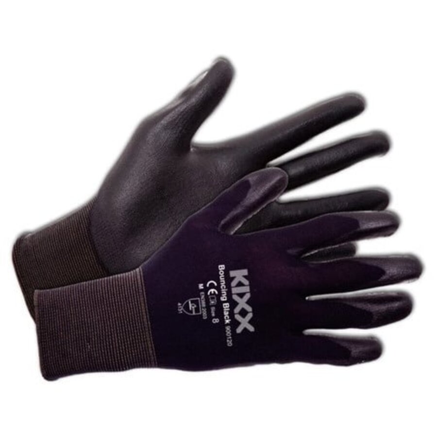 Bouncing Black tuinhandschoenen zwart maat 10 met PU gripcoating